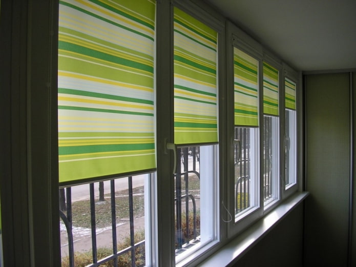 blinds with striped print on the loggia blinds with striped print on the loggia