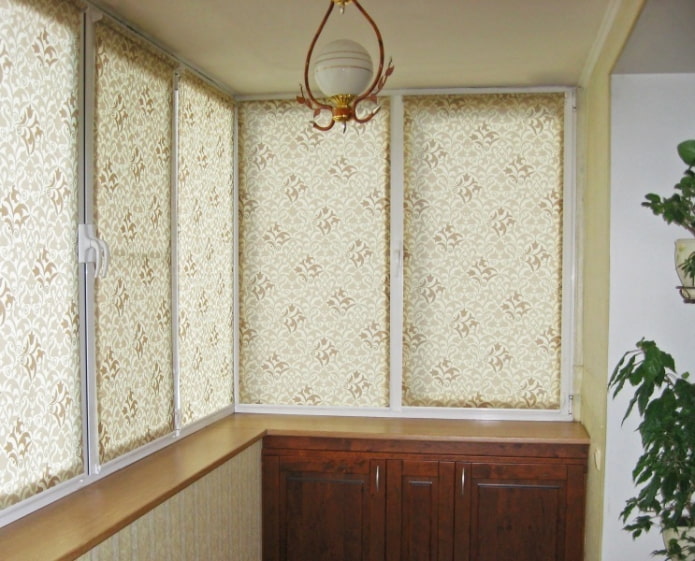 blinds with a patterned print on the loggia blinds with a patterned print on the loggia