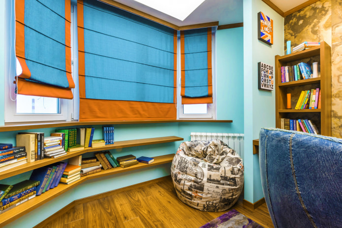 Orange blue curtains