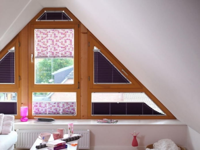 pleated blinds on a trapezoidal window