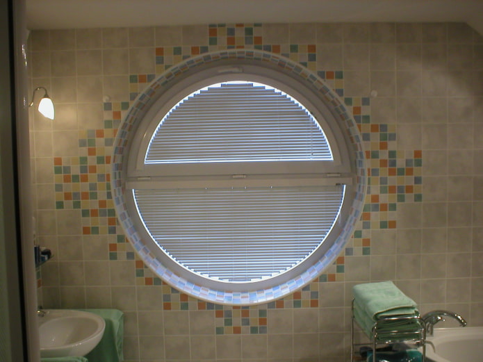 horizontal slats on a round window