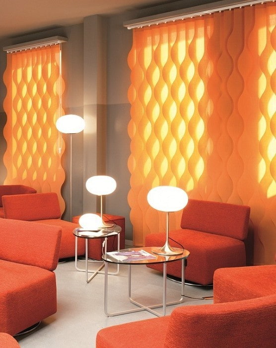 curly vertical blinds in the interior