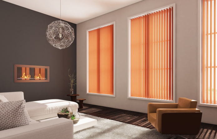 vertical orange slats in the interior