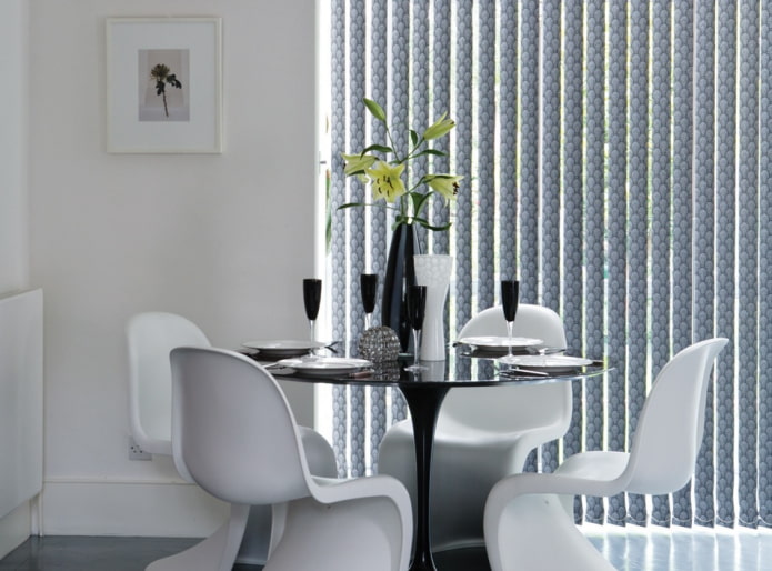 gray vertical slats in the interior