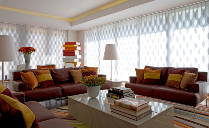 curly vertical slats in the living room