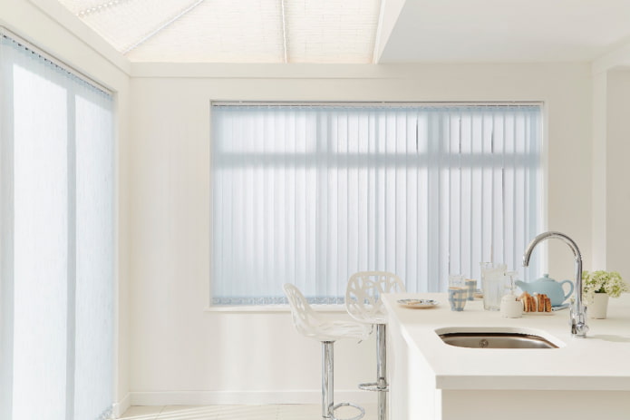vertical blinds in the interior of the kitchen