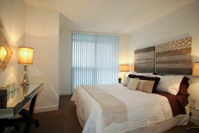 vertical slats in the interior of the bedroom