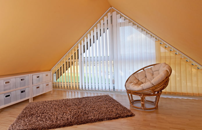 vertical slats on a triangular window