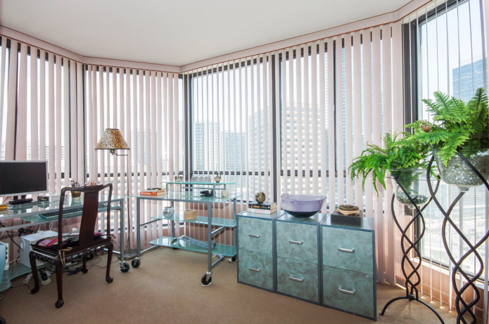 vertical slats on panoramic windows