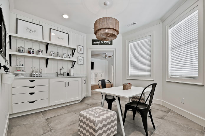 white horizontal slats in the interior