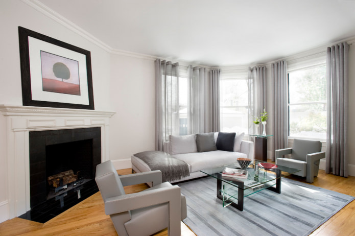 gray curtains on eyelets in modern style gray curtains on eyelets in modern style