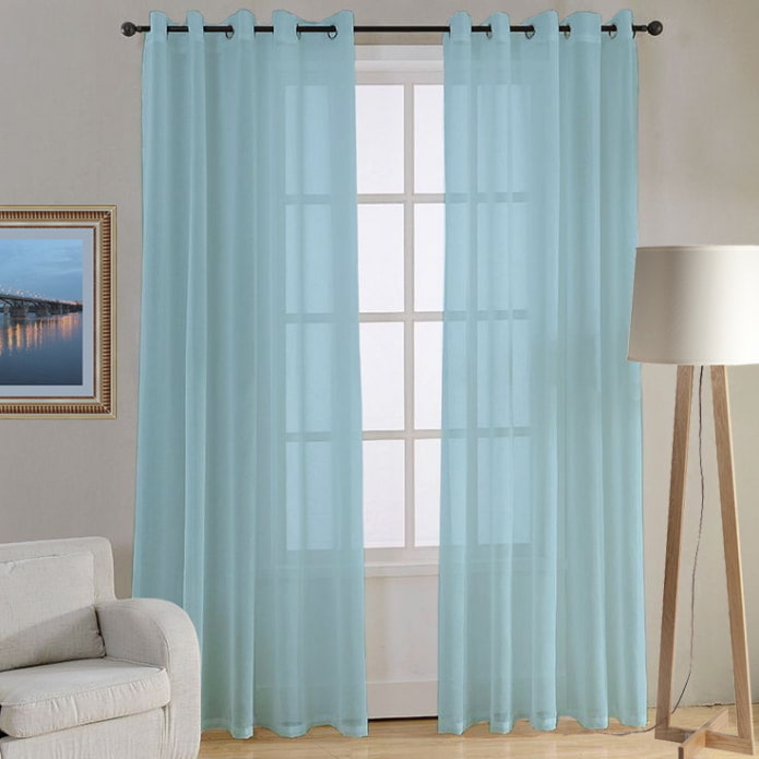blue curtains on eyelets