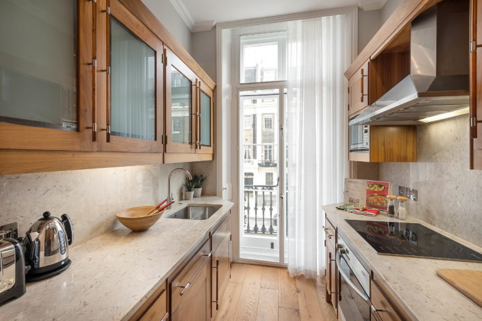 tulle in a small kitchen