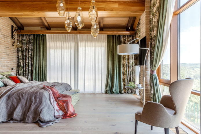 curtains with curtains in the interior of the bedroom