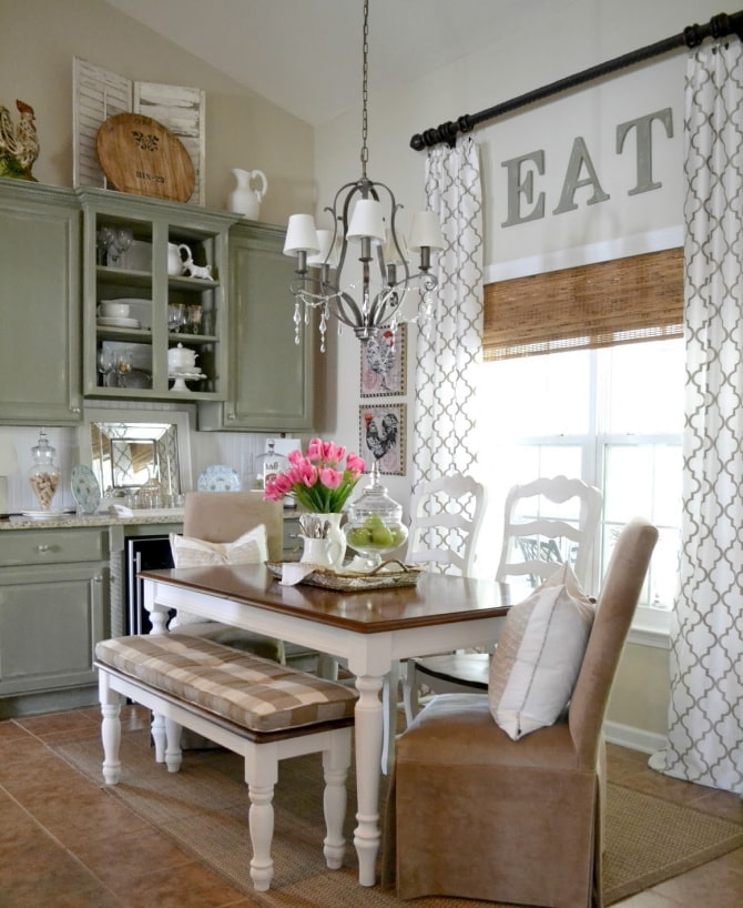 combined curtain in the interior of the kitchen combined curtain in the interior of the kitchen