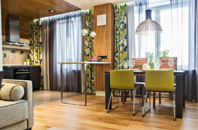 double green curtains in the living room double green curtains in the living room