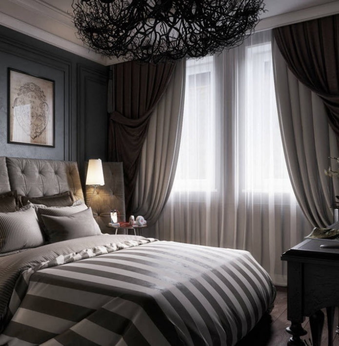 double curtains in the bedroom interior double curtains in the bedroom interior