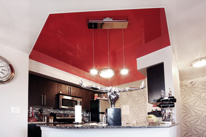 the ceiling in the kitchen of a non-standard pentagon shape the ceiling in the kitchen of a non-standard pentagon shape