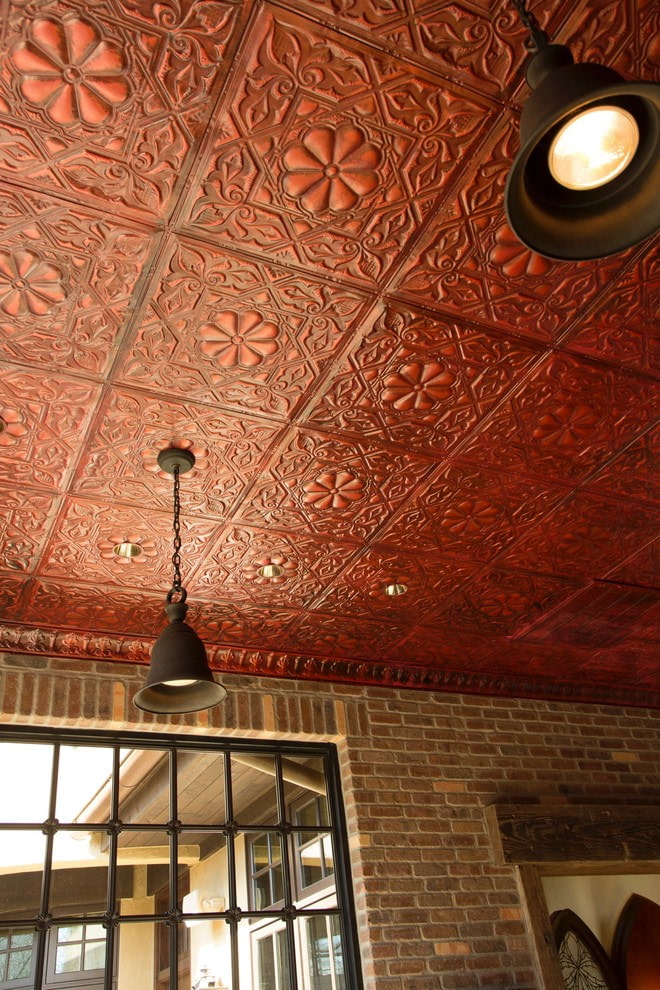 dark red tiles on the ceiling dark red tiles on the ceiling