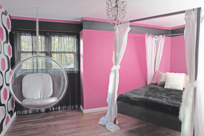 Black-white-pink bedroom Black-white-pink bedroom