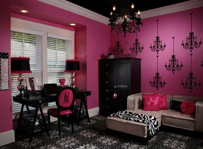 Pink and black interior Pink and black interior
