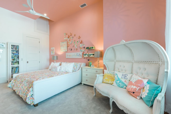 White and peach interior