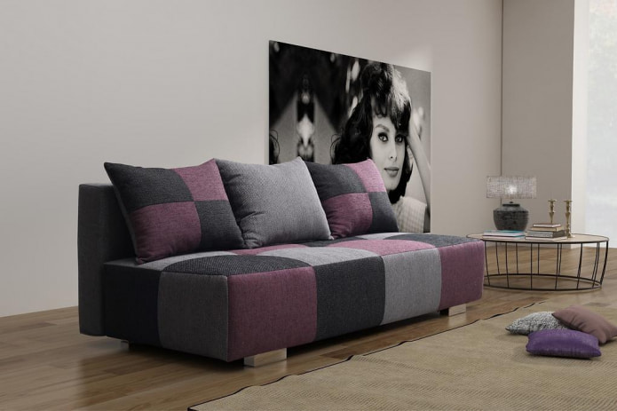gray purple sofa