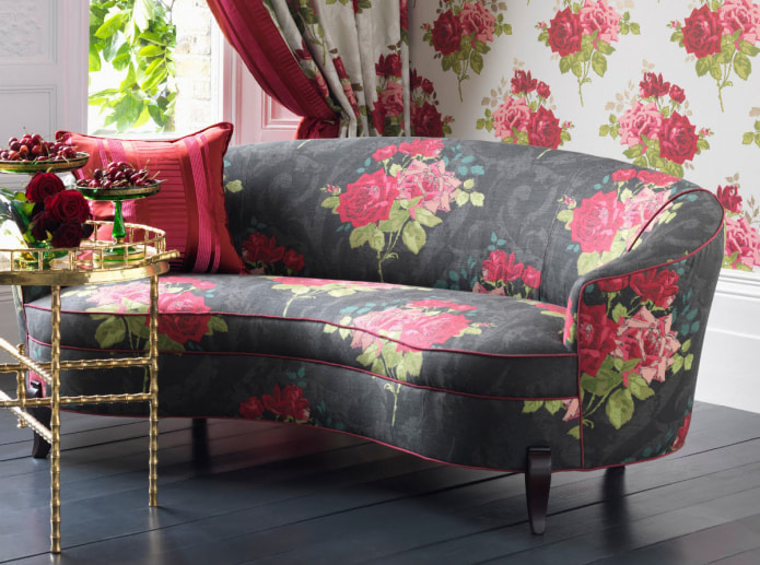 rose print on the sofa
