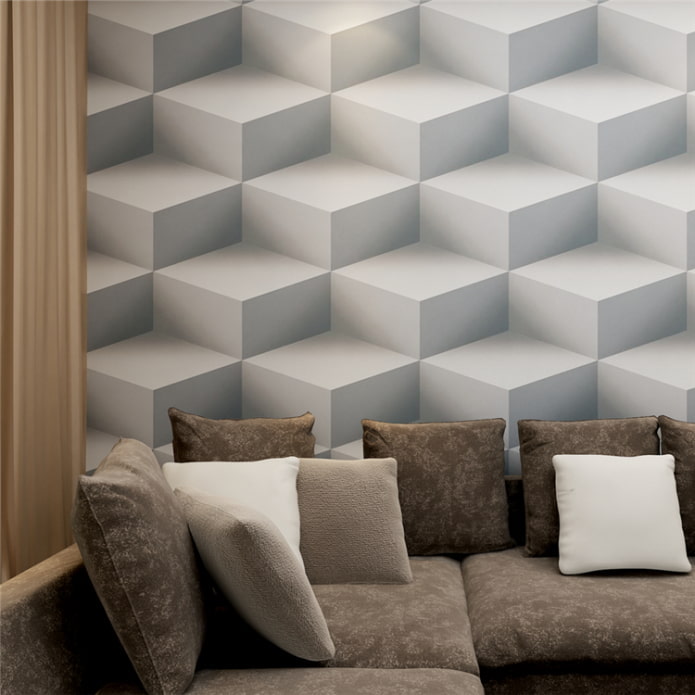3d wallpaper with geometry in the interior of the living room 3d wallpaper with geometry in the interior of the living room