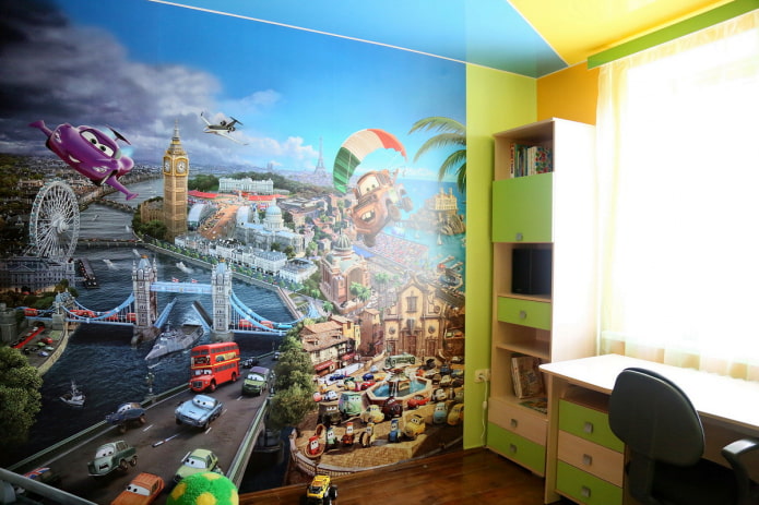 wallpaper with the image of the city in the children's room wallpaper with the image of the city in the children's room