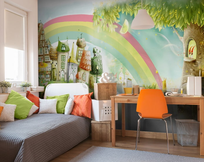 wallpaper with a fabulous city in the interior wallpaper with a fabulous city in the interior