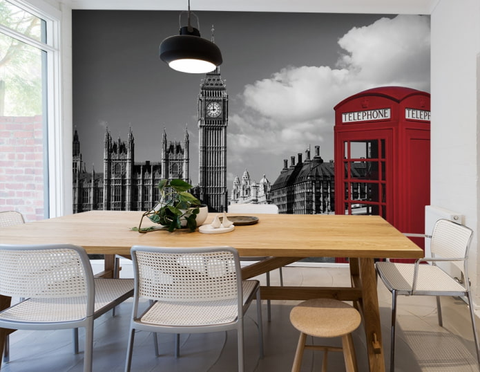photomurals depicting London in the interior of the dining room photomurals depicting London in the interior of the dining room