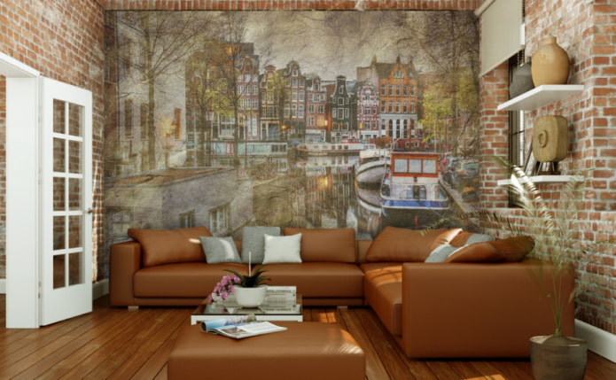 photomural with the image of Amsterdam in the living room photomural with the image of Amsterdam in the living room