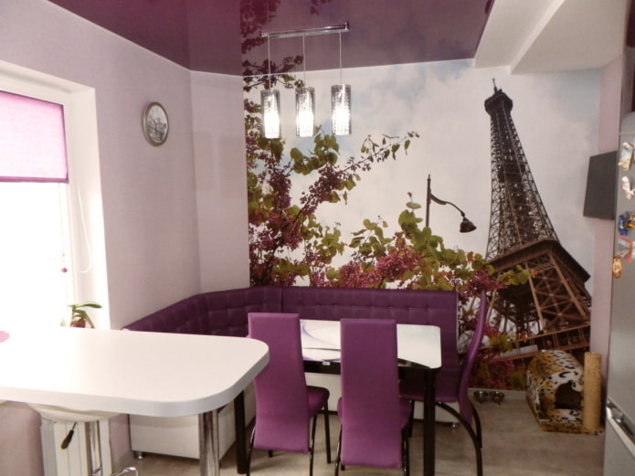 photo wallpaper with the image of Paris in the interior of the kitchen photo wallpaper with the image of Paris in the interior of the kitchen