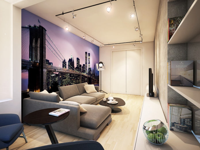photo wallpaper with the image of New York in the interior of the living room photo wallpaper with the image of New York in the interior of the living room