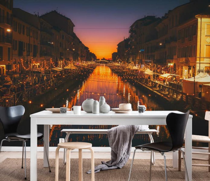 photo wallpaper with a night city in the interior photo wallpaper with a night city in the interior