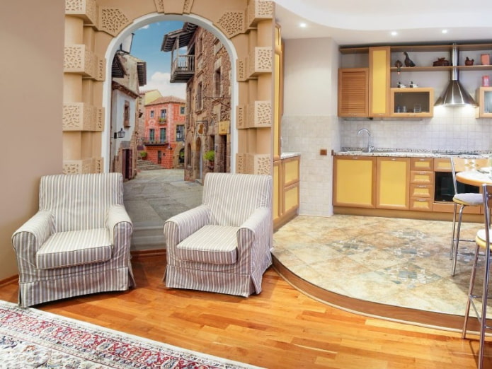 wallpaper with 3d effect in the interior wallpaper with 3d effect in the interior