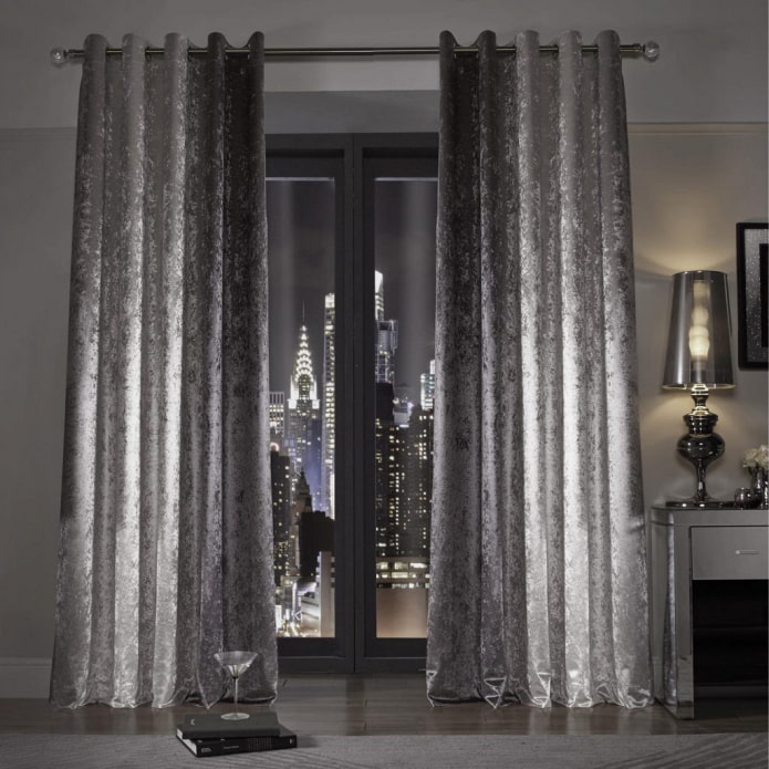 gray velvet curtains in the interior gray velvet curtains in the interior