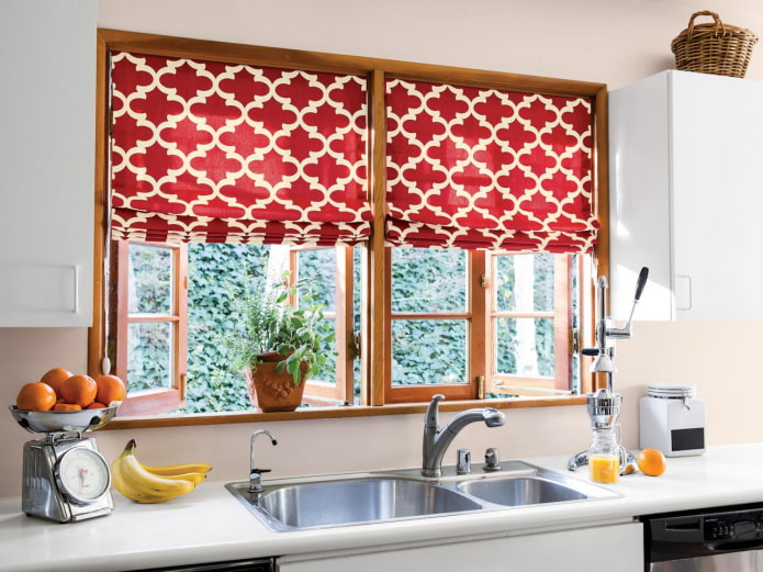 patterned burgundy roman curtains in the kitchen patterned burgundy roman curtains in the kitchen