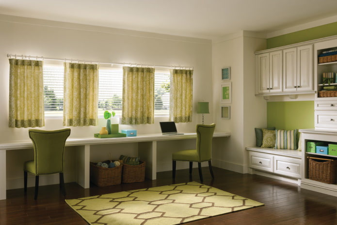 green short curtains in the interior green short curtains in the interior