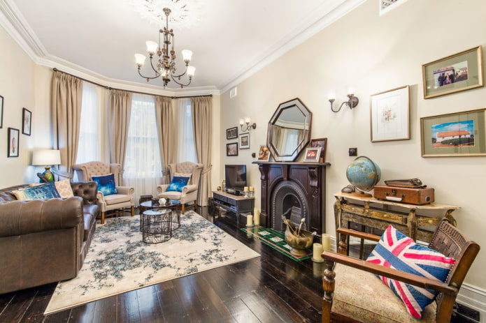 beige curtains on the bay window