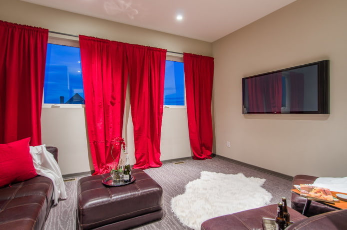 curtains in red in the living room curtains in red in the living room