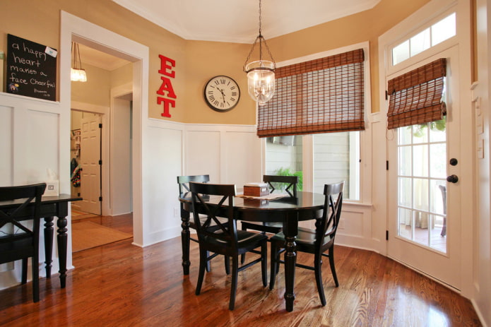 bamboo roman curtains in dining room bamboo roman curtains in dining room
