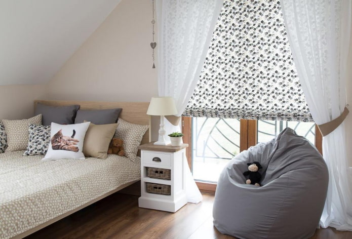 Roman curtains combined with curtains Roman curtains combined with curtains