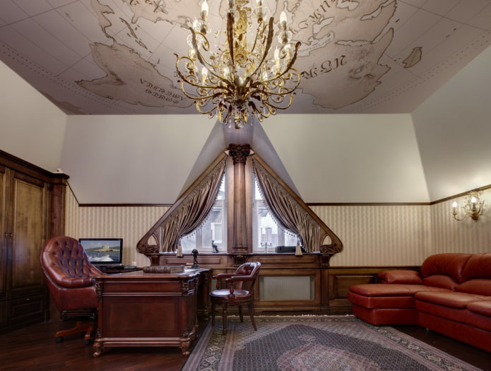 short italian curtains in the study