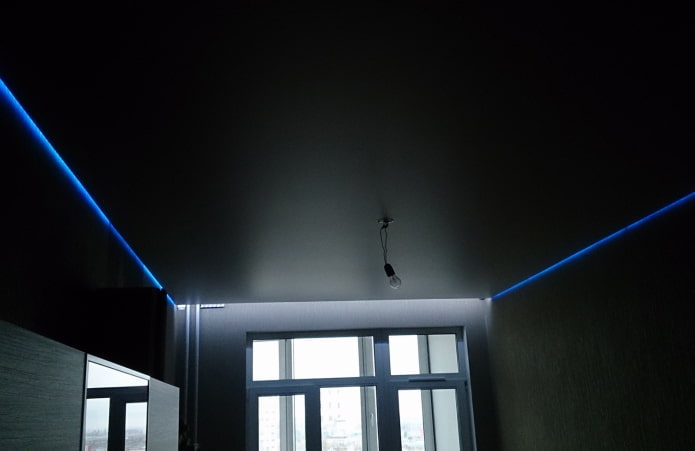 floating ceiling structure in black floating ceiling structure in black