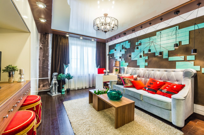 white-brown stretch ceiling structure