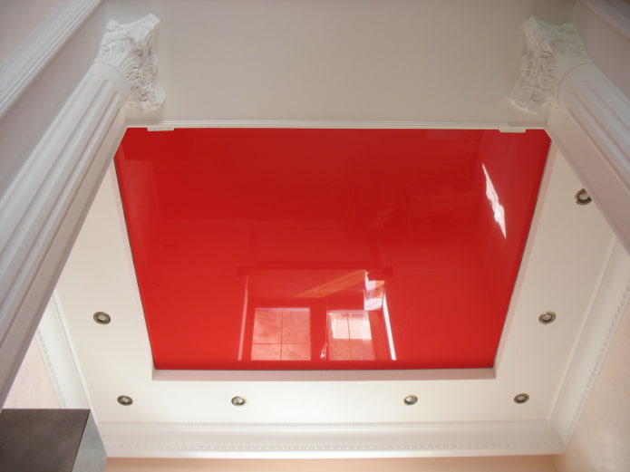 plasterboard construction with glossy stretch fabric plasterboard construction with glossy stretch fabric