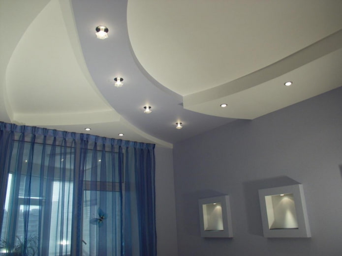 plasterboard construction with a combination of two colors