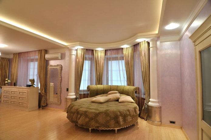 plasterboard construction in the bedroom with a bay window
